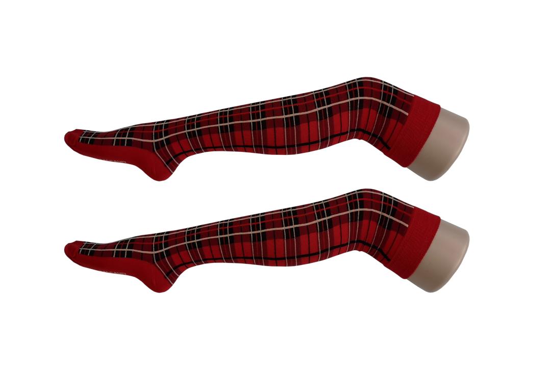 Macahel | Red Tartan Over The Knee Socks