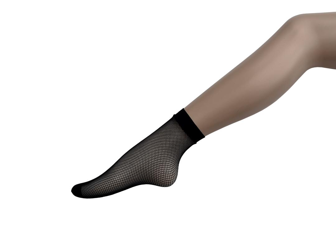 Silky | Black Fishnet Ankle Socks - Main