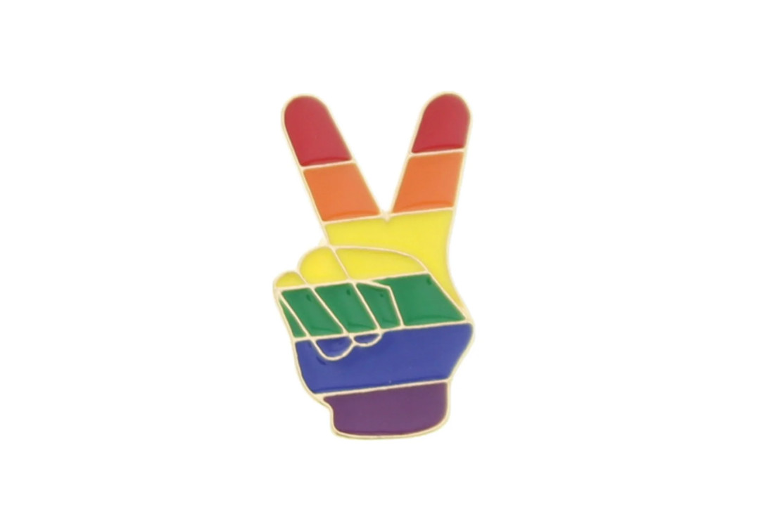 Void Clothing | Rainbow Pride Peace Sign Metal Pin Badge