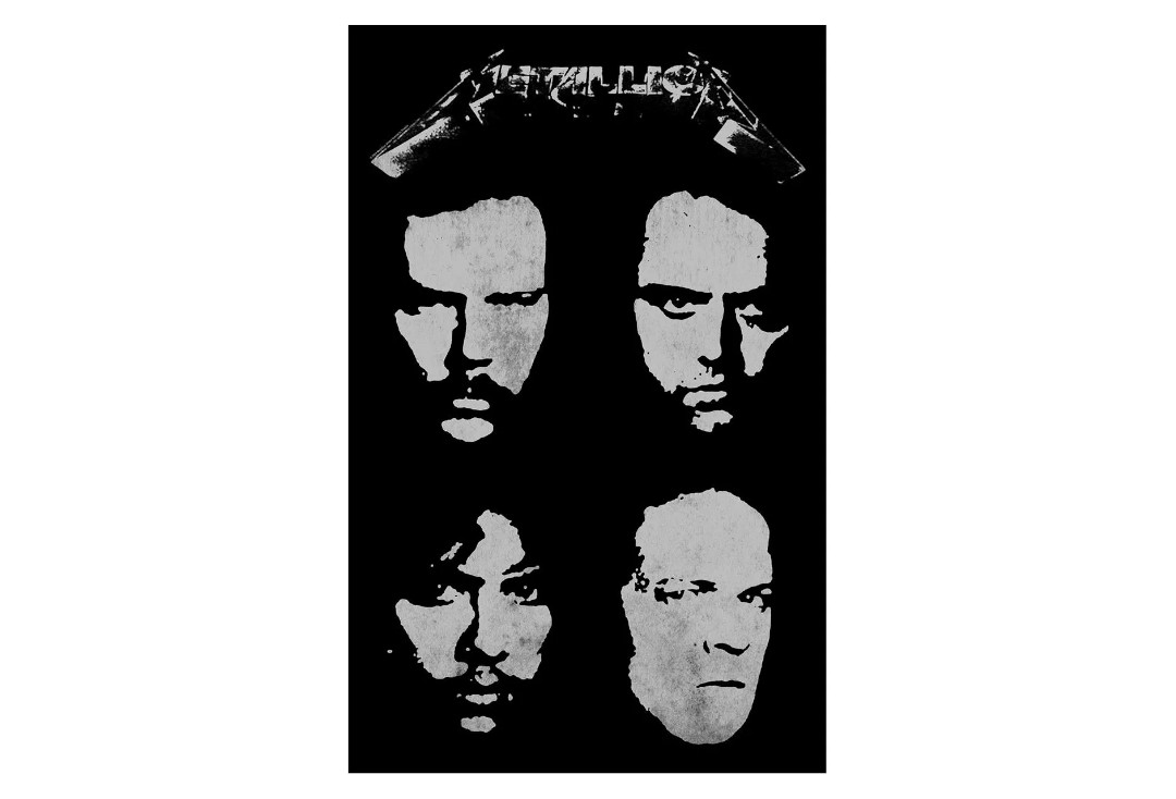 Official Band Merch | Metallica - Black Album Faces Printed Textile Poster