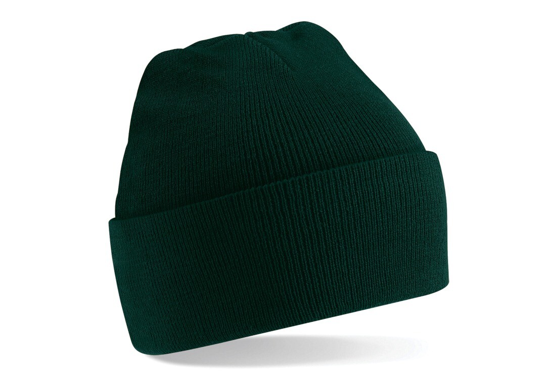 Void Clothing | Bottle Green 2 in 1 Beanie Hat - Folded