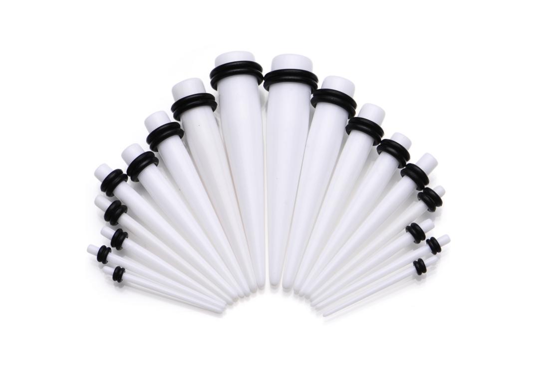 Body Jewellery White Acrylic Stretching Taper - 1.6mm to 24mm