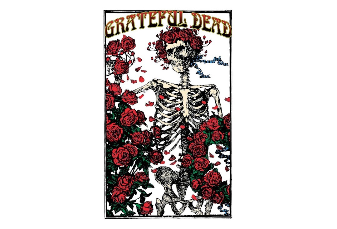 Official Band Merch | Grateful Dead - Skeleton & Roses Printed Textile Poster