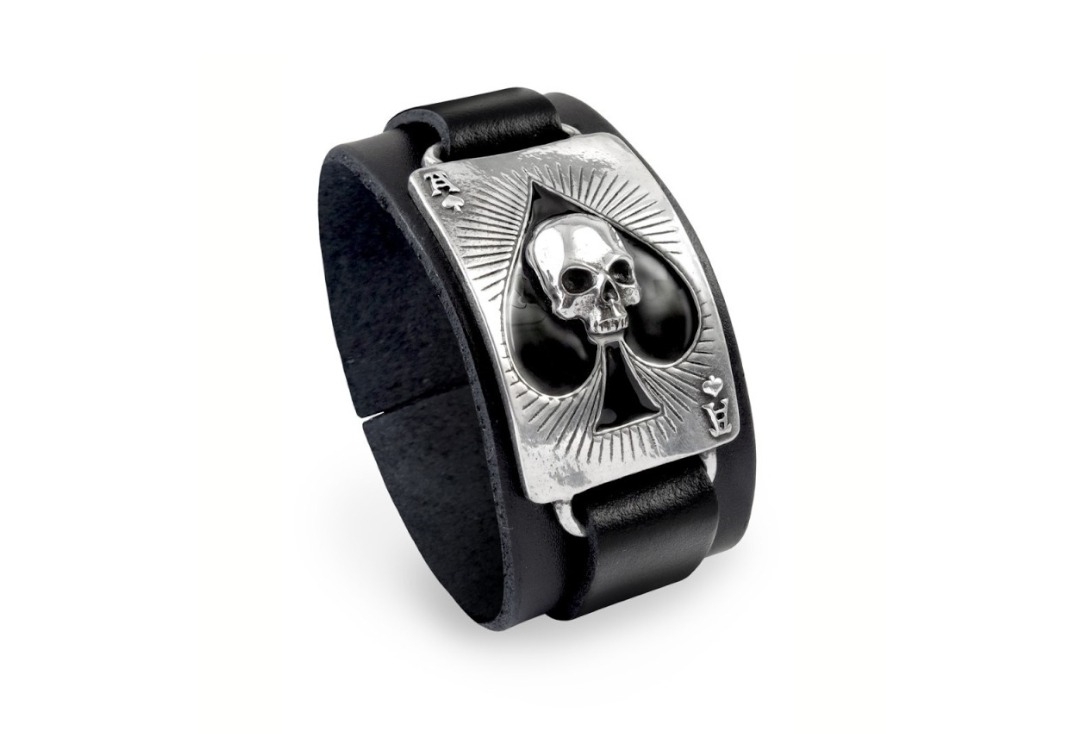 Ace Of Dead Spades Alchemy Gothic Leather Wrist Strap - Main