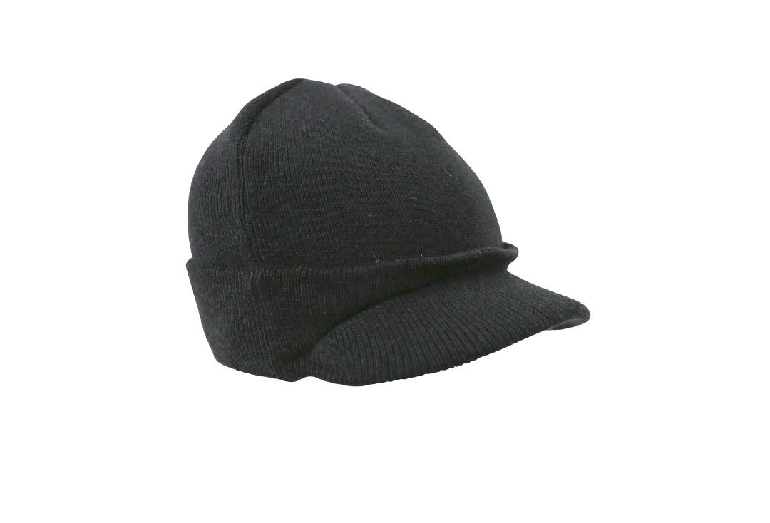 Kombat | Plain Black Peak Beanie Hat