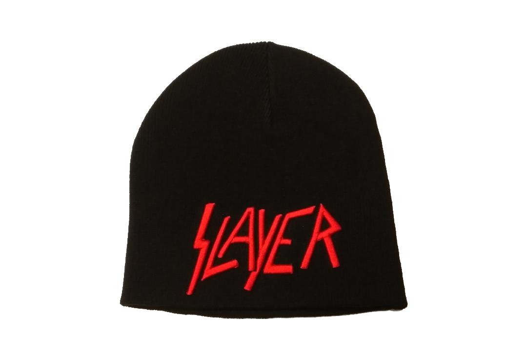 Official Band Merch | Slayer - Scratched Logo 3D Embroidered Official Knitted Beanie Hat