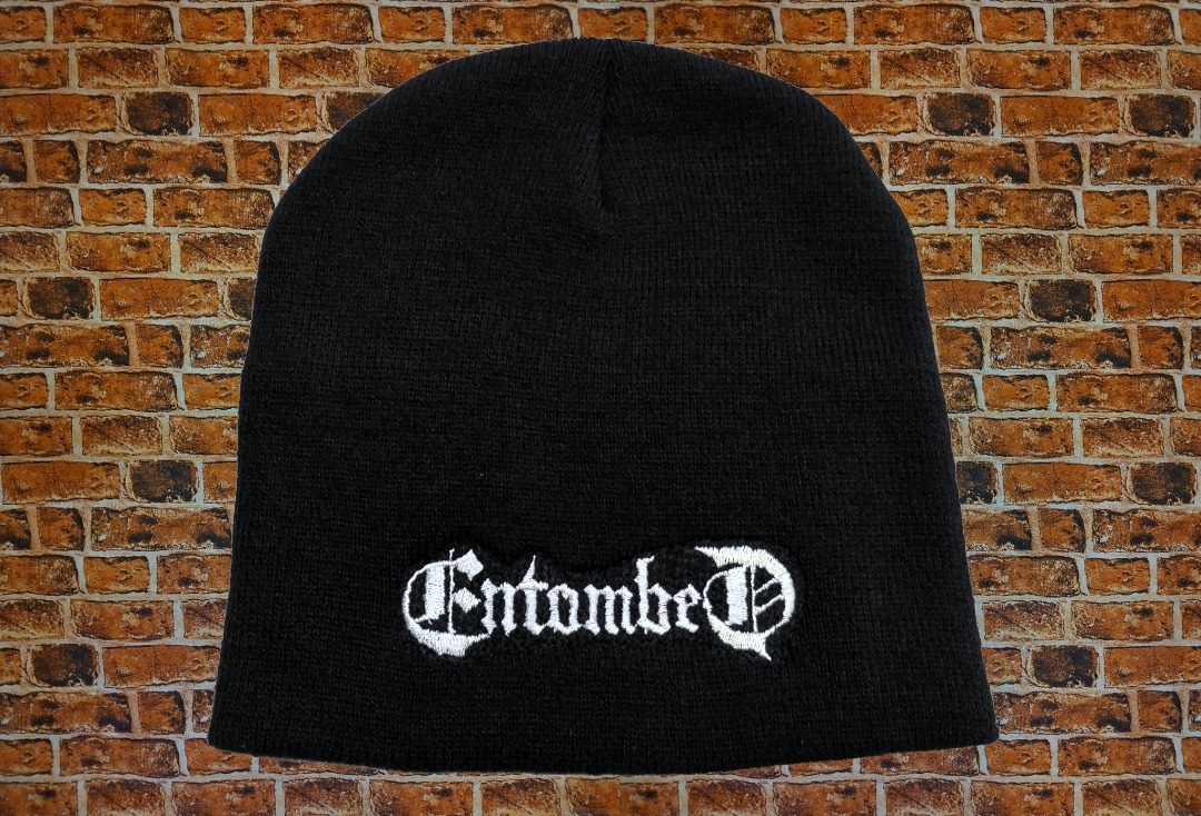 Entombed - White Logo Embroidered Official Knitted Beanie Hat