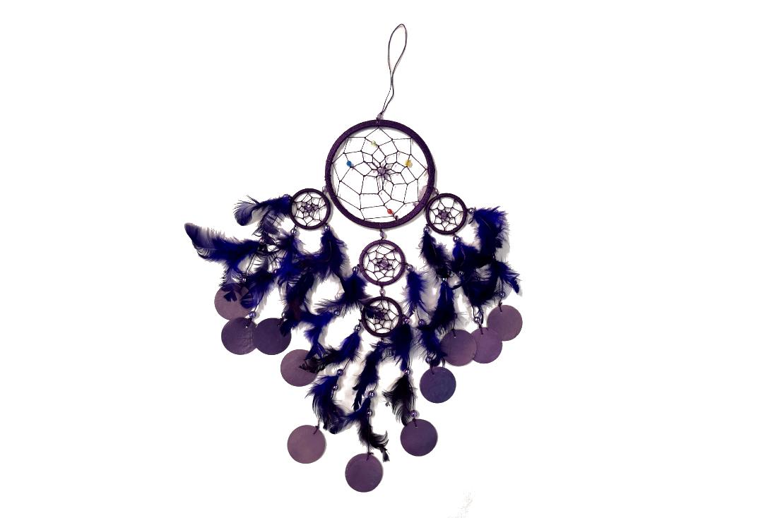 Void Clothing | Purple Feather & Shell Disc Dream Catcher