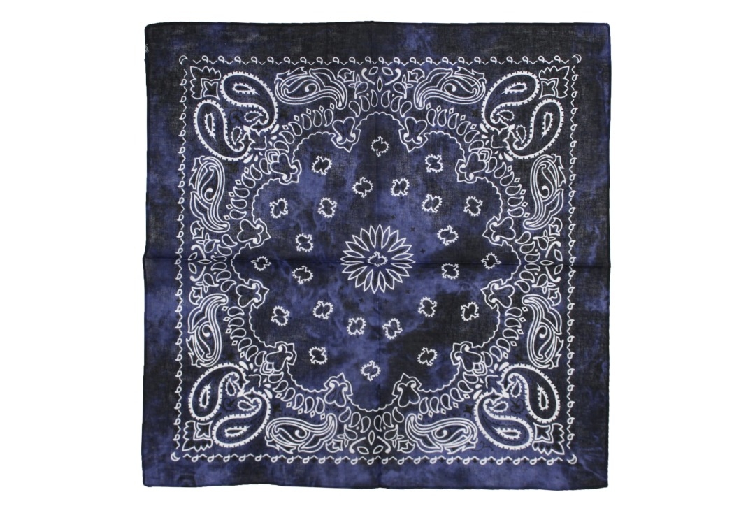 Navy Blue Shaded Retro Paisley Cotton Bandana