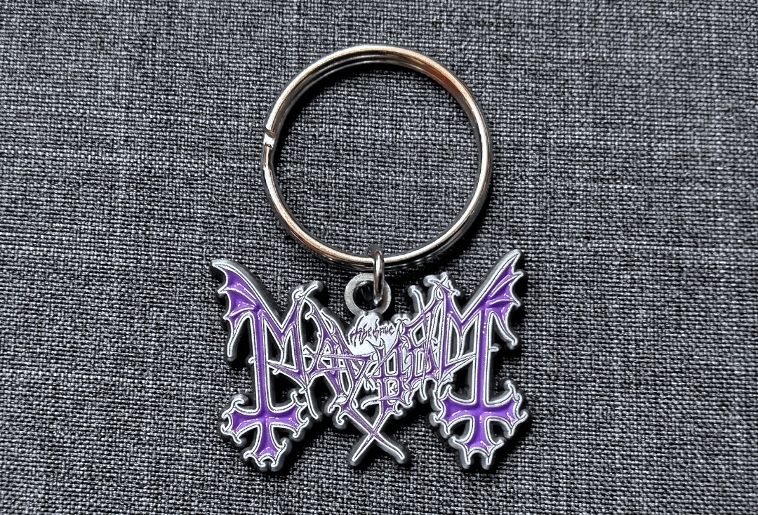 Mayhem - Purple Logo Official Metal Keyring