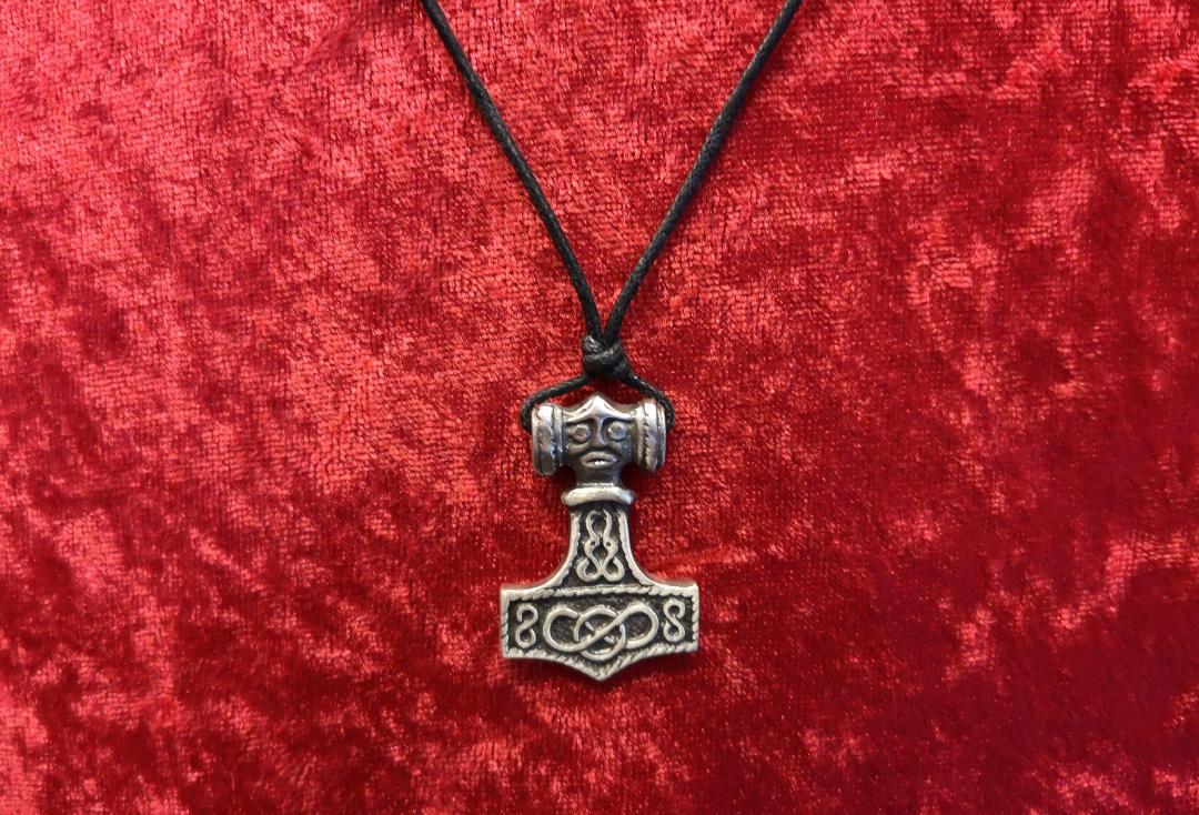 Mjolnir Necklace with Rune Bead - Viking Jewelry - Odin's Treasures