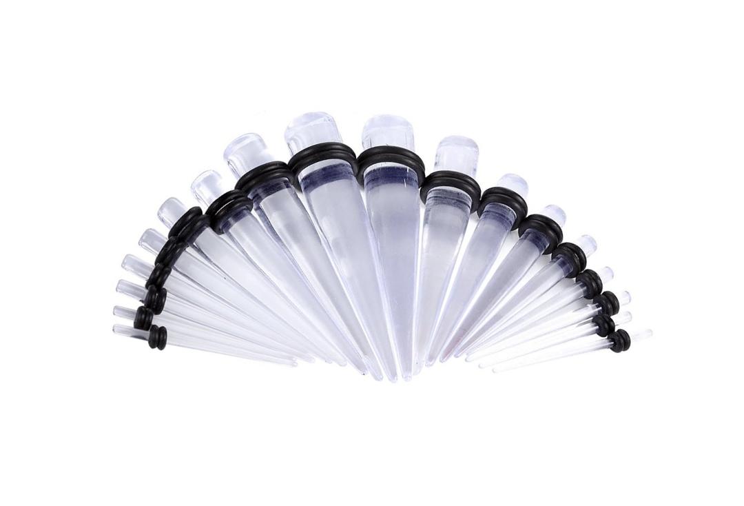 Body Jewellery | Clear Acrylic Stretching Tapers 1.6mm to 12mm