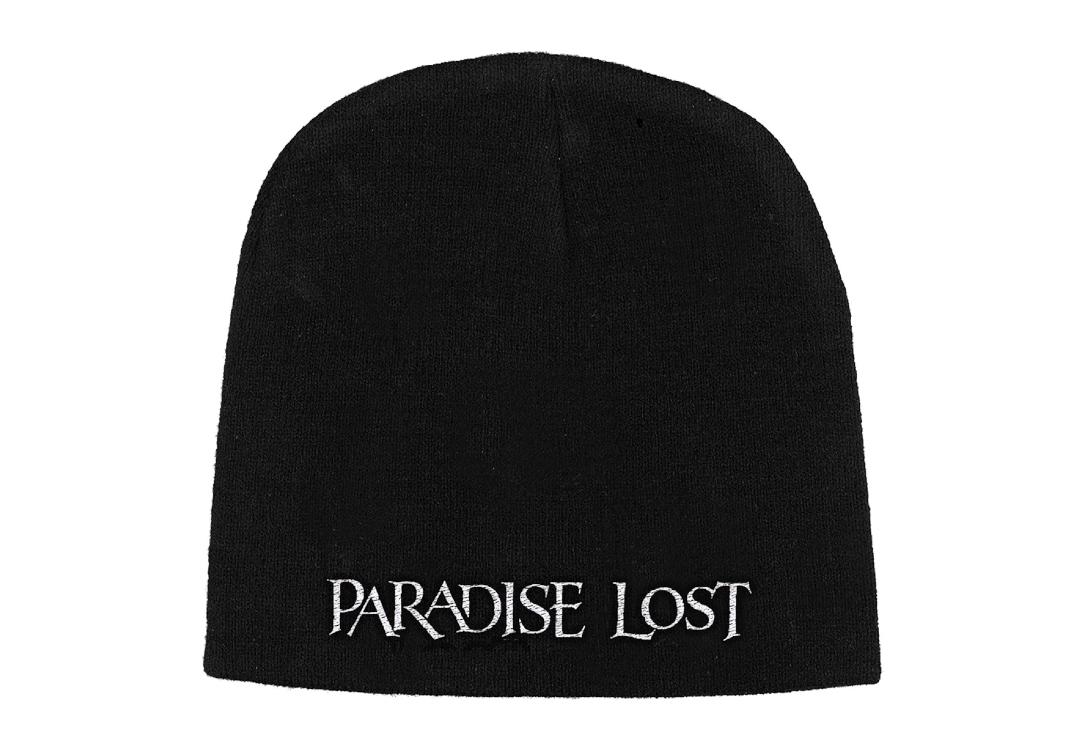 Official Band Merch | Paradise Lost - White Logo Embroidered Official Knitted Beanie Hat
