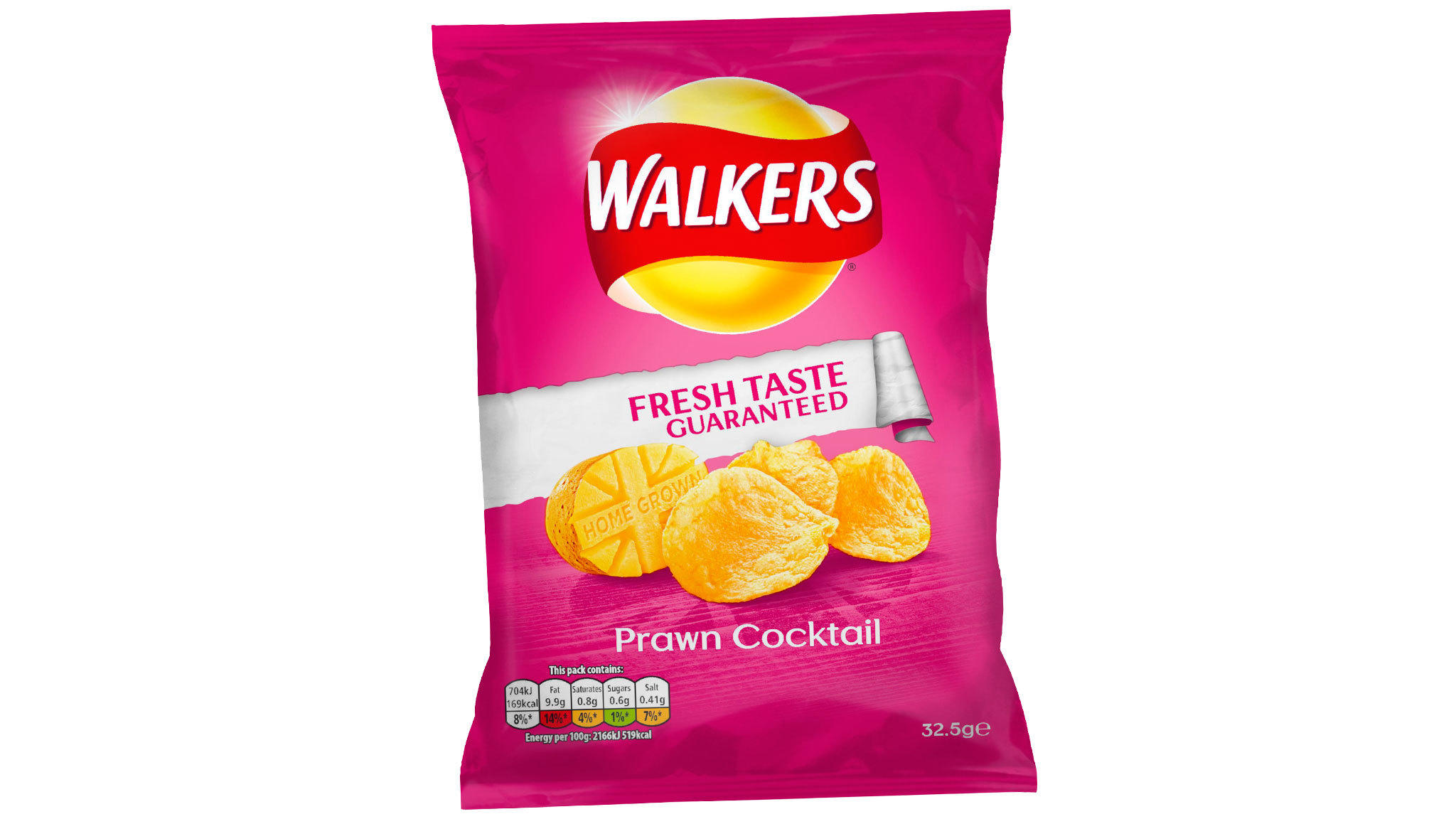 Packet. Walkers crisps. A Packet of crisps. Lays Prawn Cocktail. A Bag of crisps.