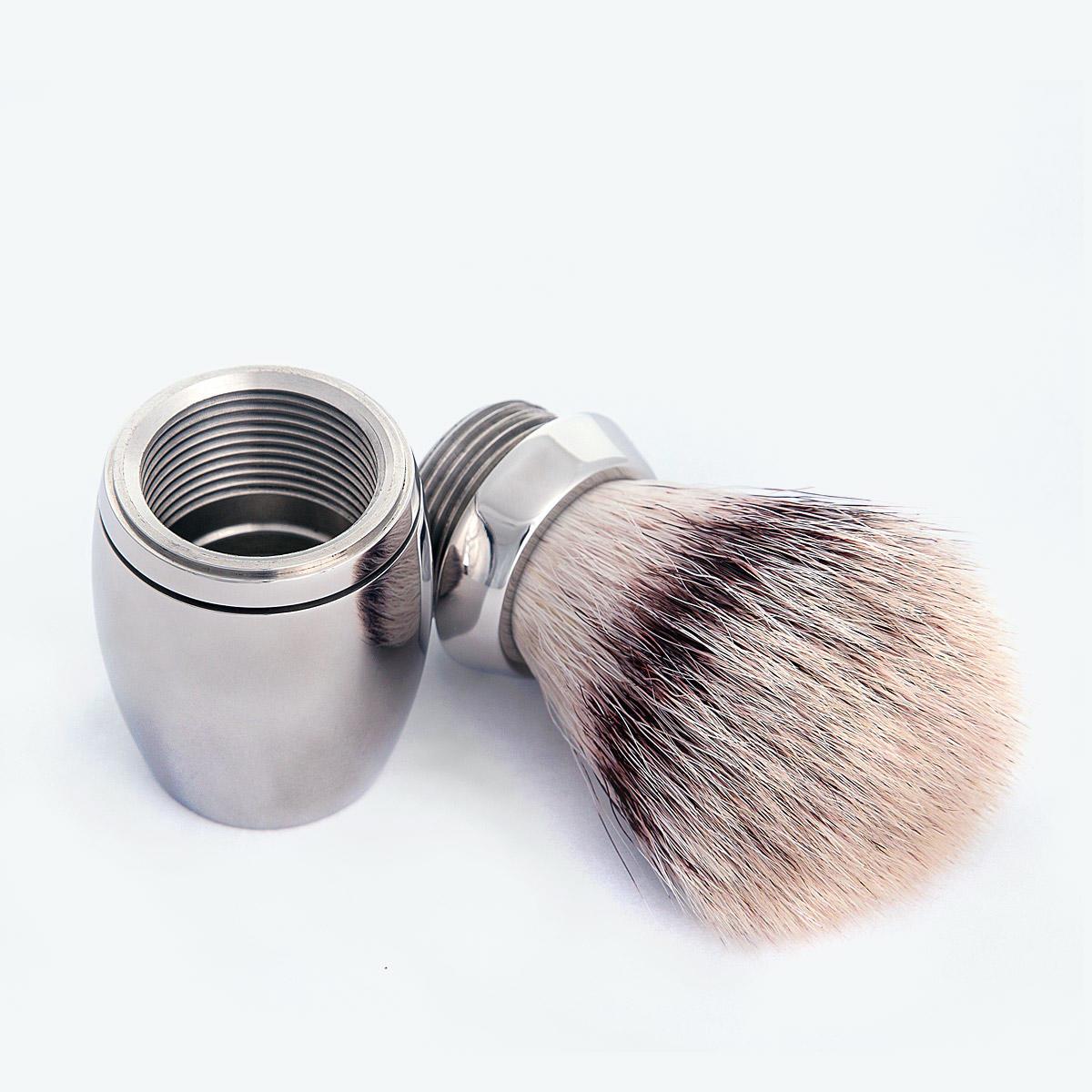 synthetic shaving brush with replaceable screw top brush head