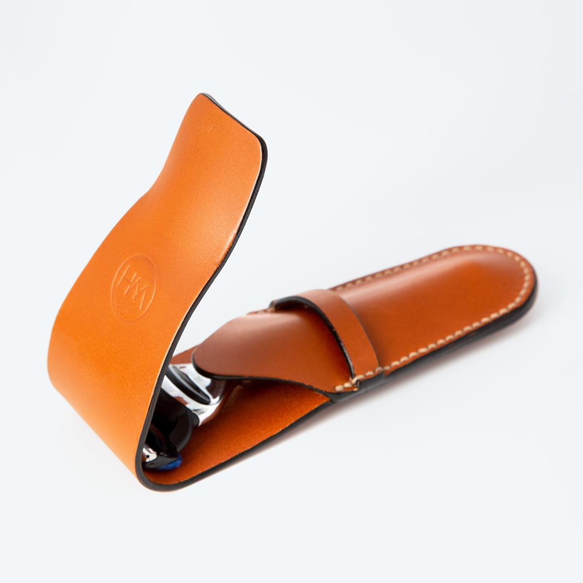 tan leather razor pouch