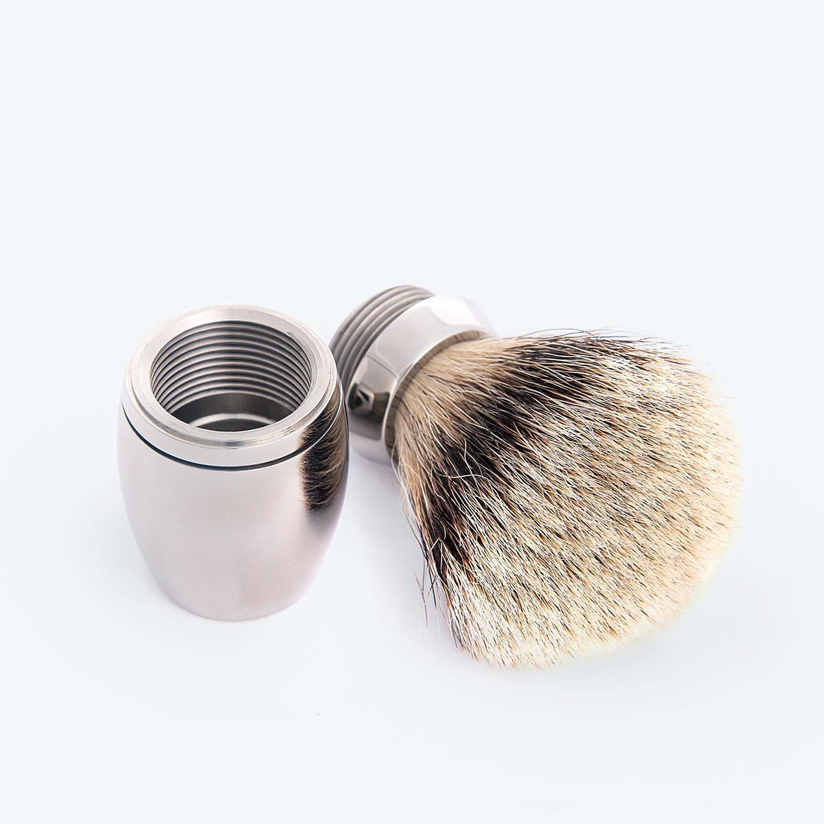shaving brush with replaceable screw top brush head
