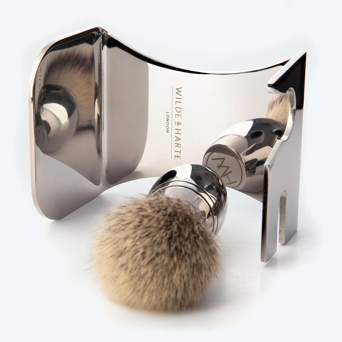 stainless steel shaving set stand for razor and shaving brush
