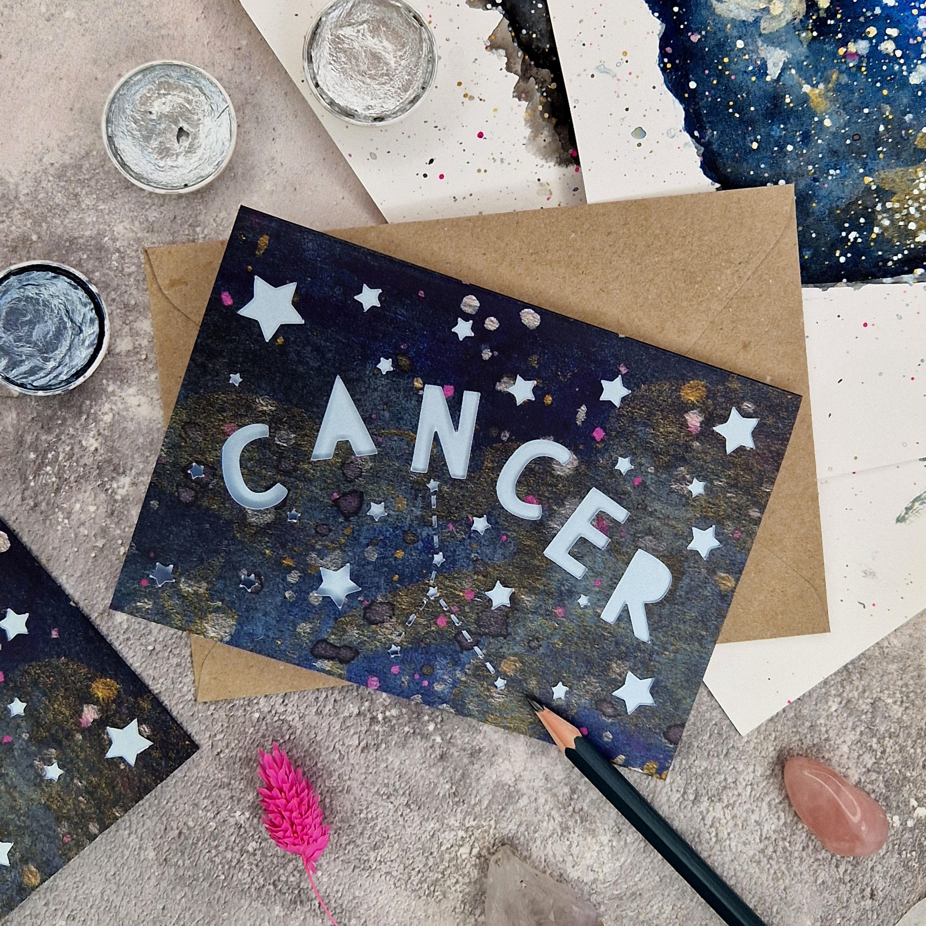 Flat lay of Cancer card
