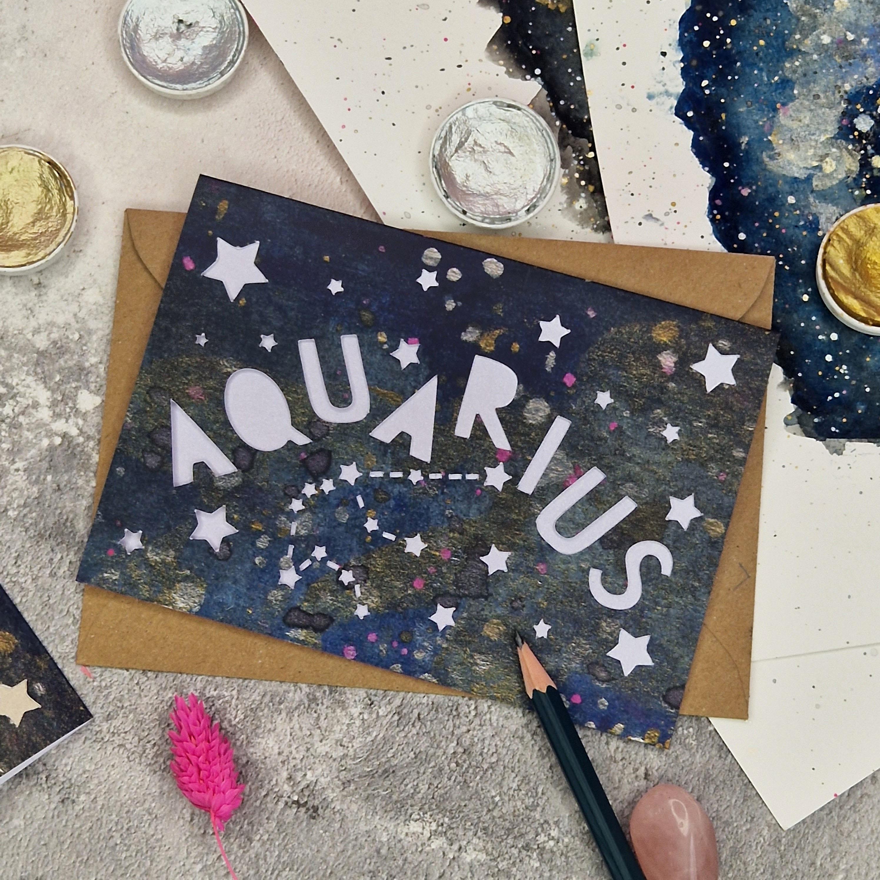 A6 card with an Aquarius theme
