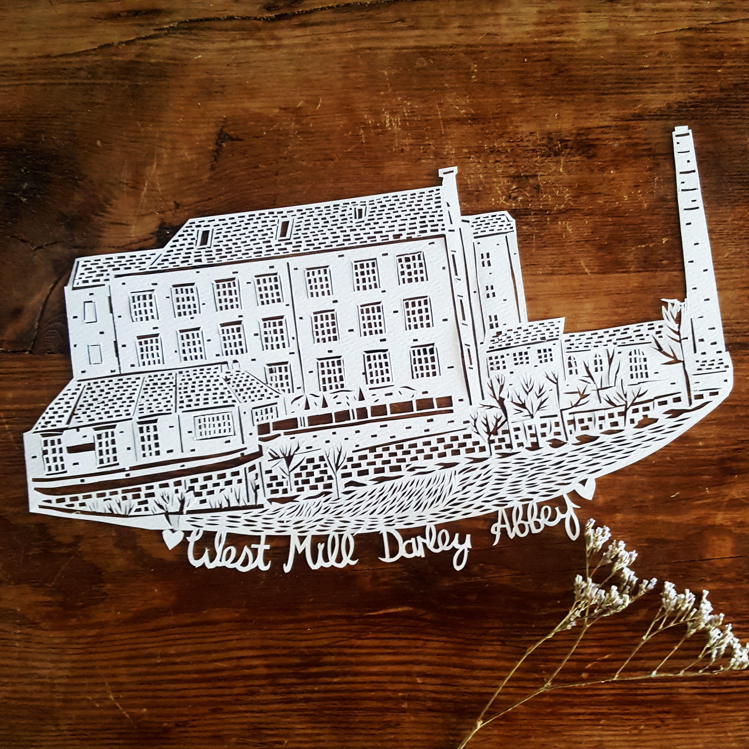 Second Papercut of Darley Abbey Mill
