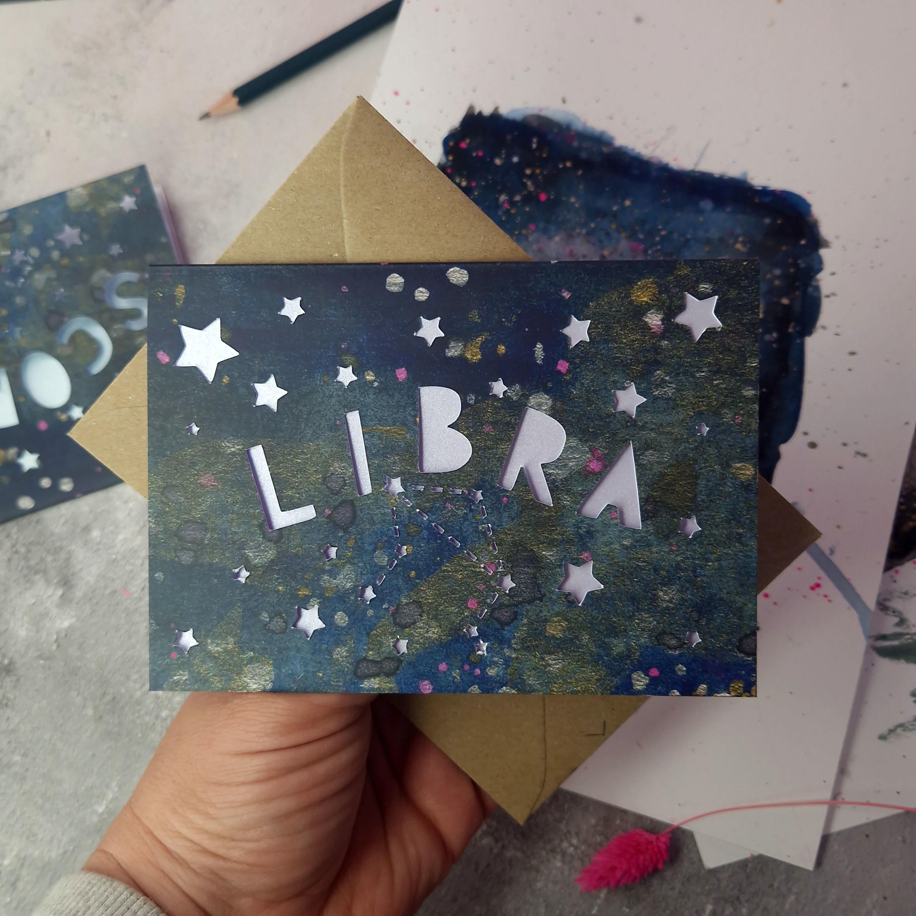 Flat lay of Libra card