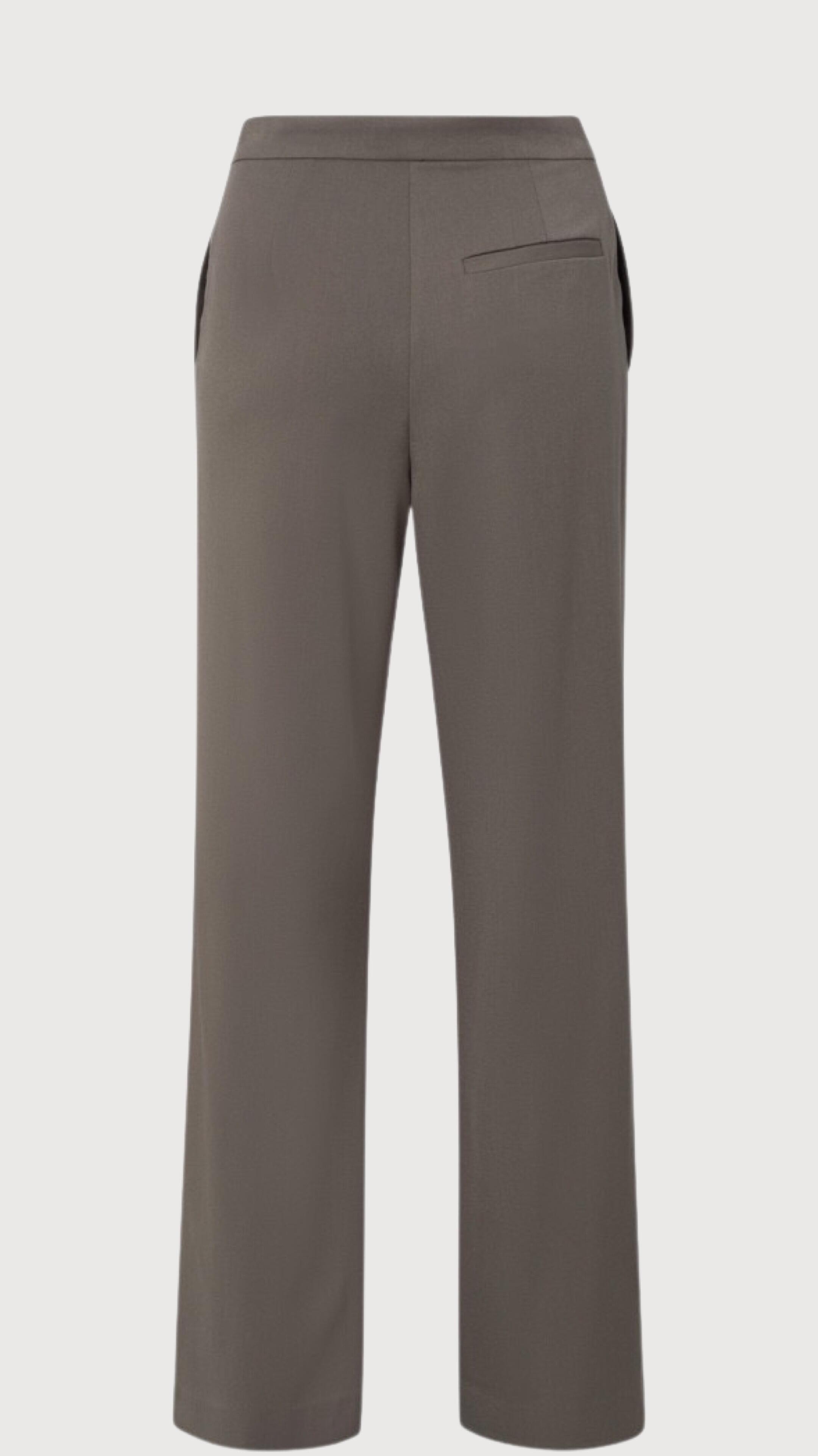 High waist pantalon with wide leg, zip and side pockets