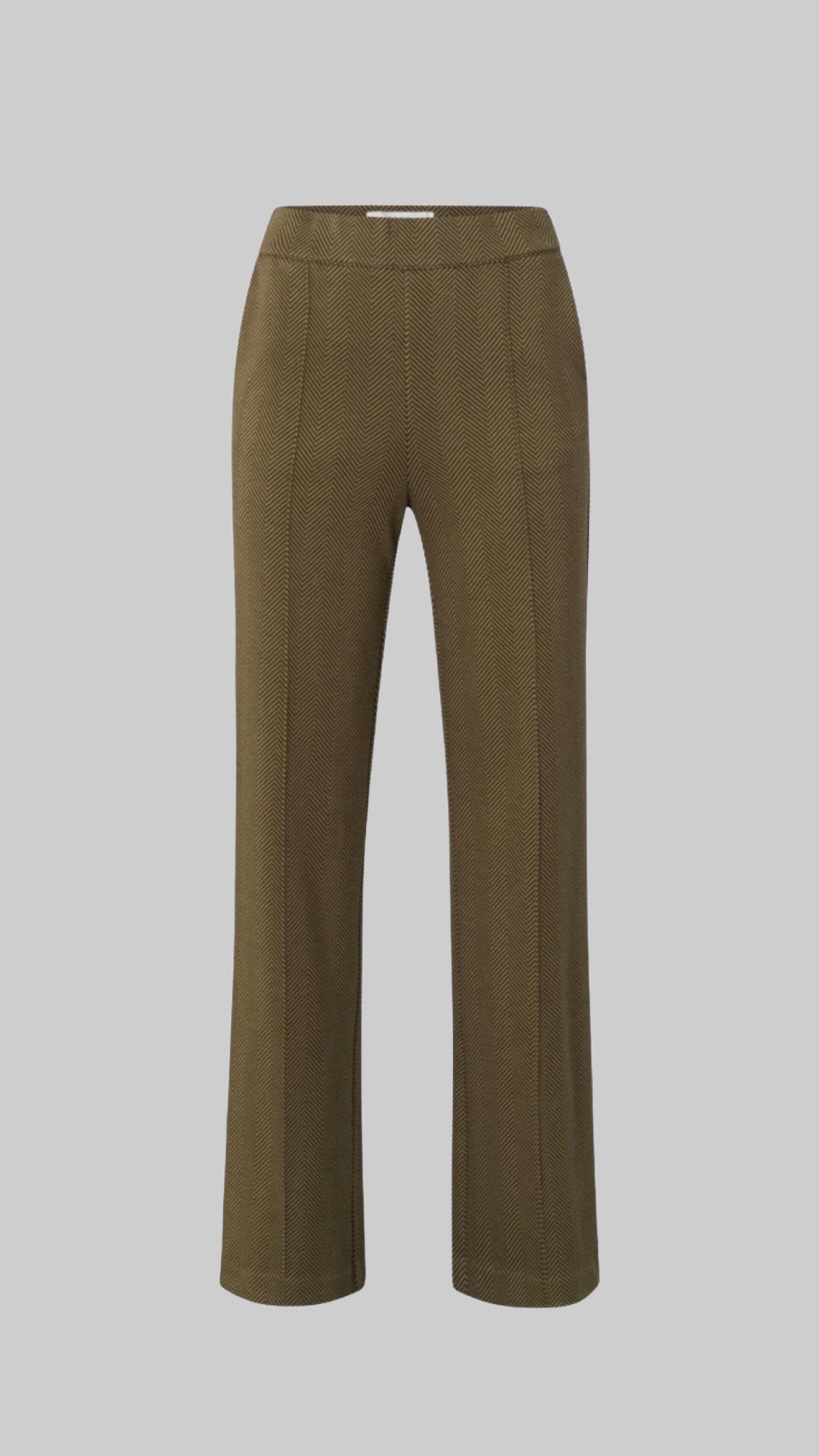 Soft herringbone trousers with pockets and elastic waist