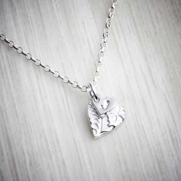 personalised silver heart necklace