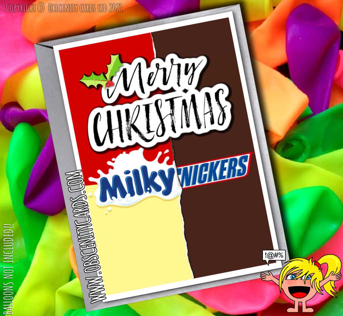 MERRY CHRISTMAS MILKY NICKERS CHOCOLATE WRAPPER FUNNY CARD