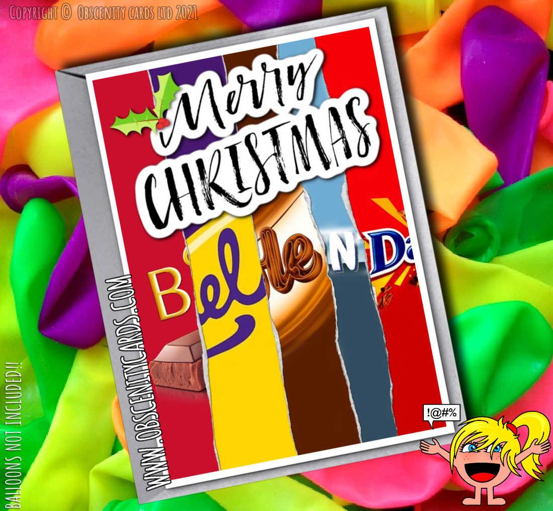 MERRY CHRISTMAS BELLEND CHOCOLATE WRAPPER FUNNY CARD