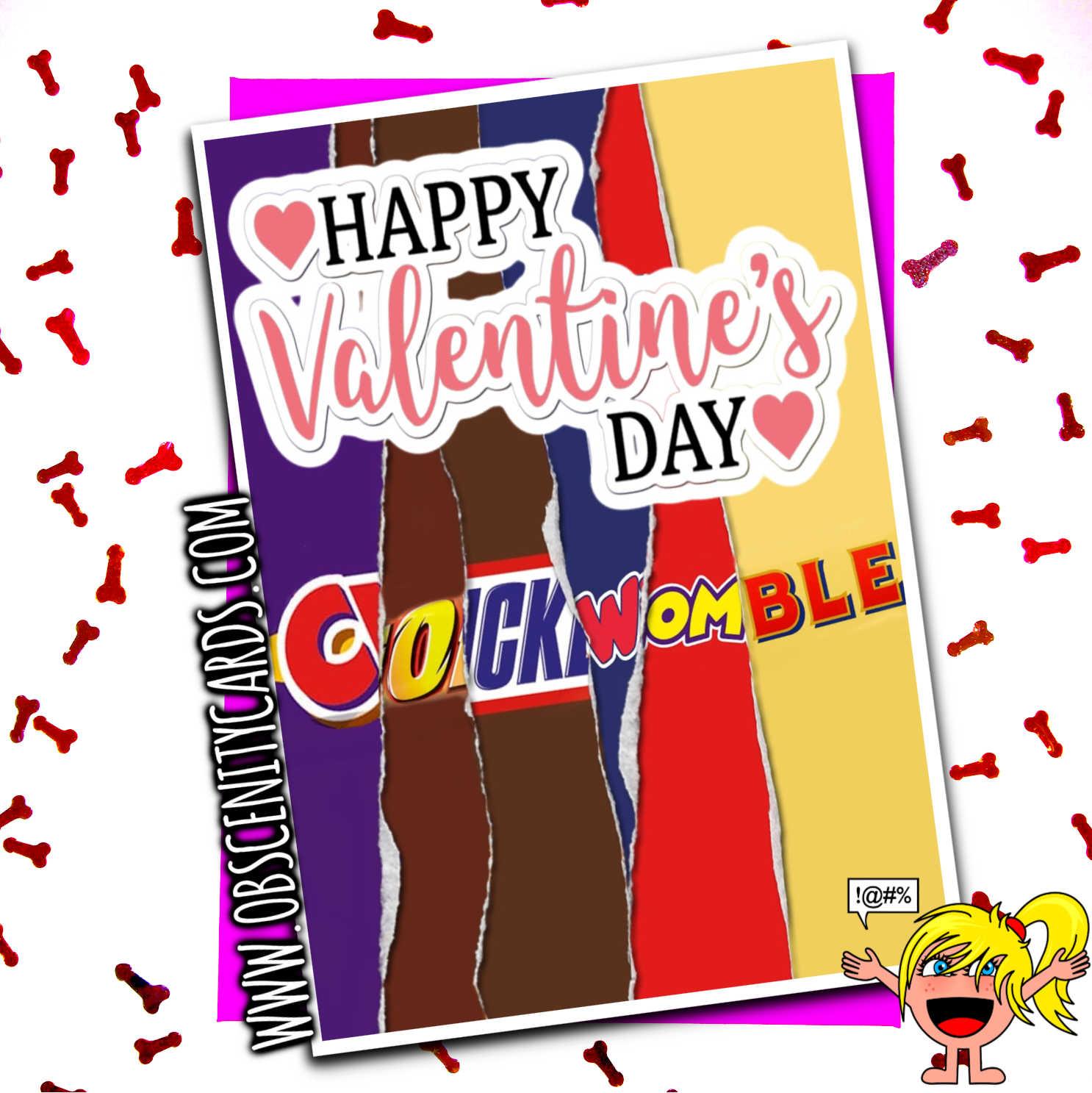 HAPPY VALENTINE'S DAY COCK WOMBLE CHOCOLATE WRAPPER FUNNY VALENTINES CARD