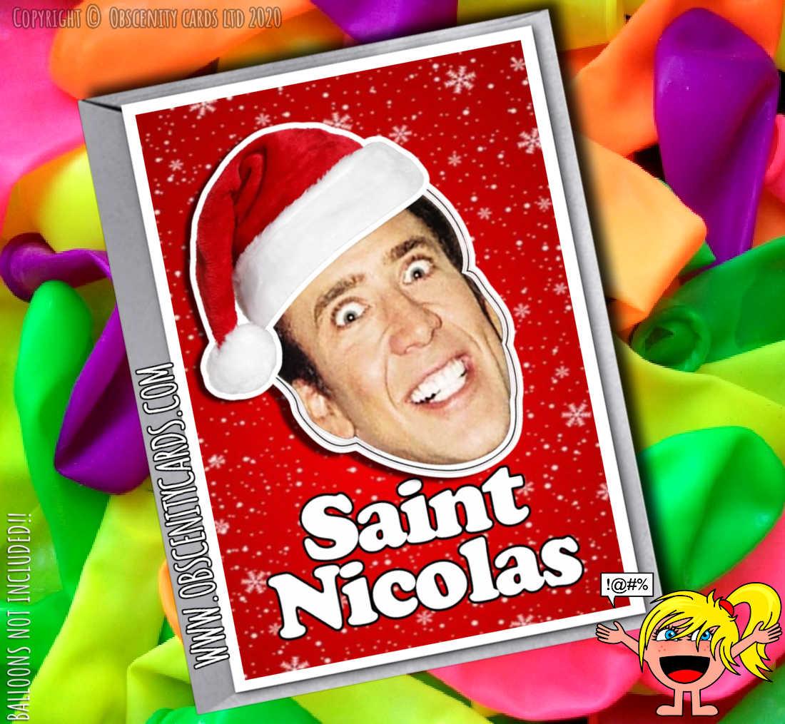 Saint Nicolas Cage funny Christmas Card
