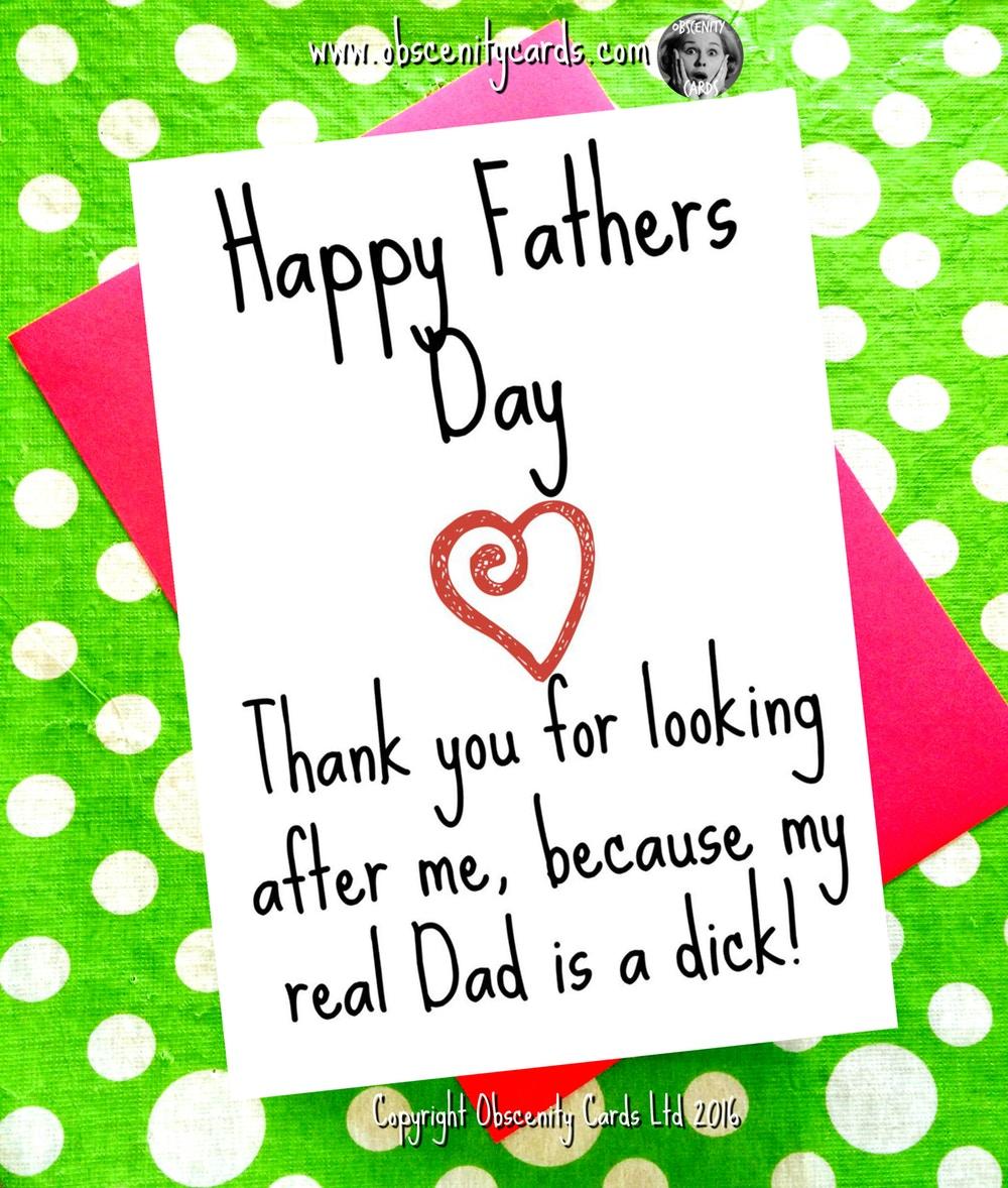 Happy Fathers Day Card - Thank You For Looking After Me, My Real Dad Is 