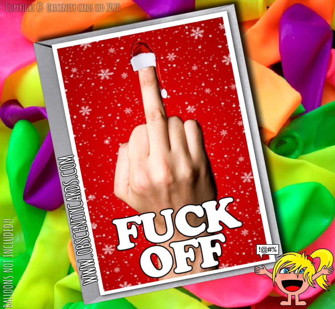 MIDDLE FINGER FUCK OFF funny Christmas Card
