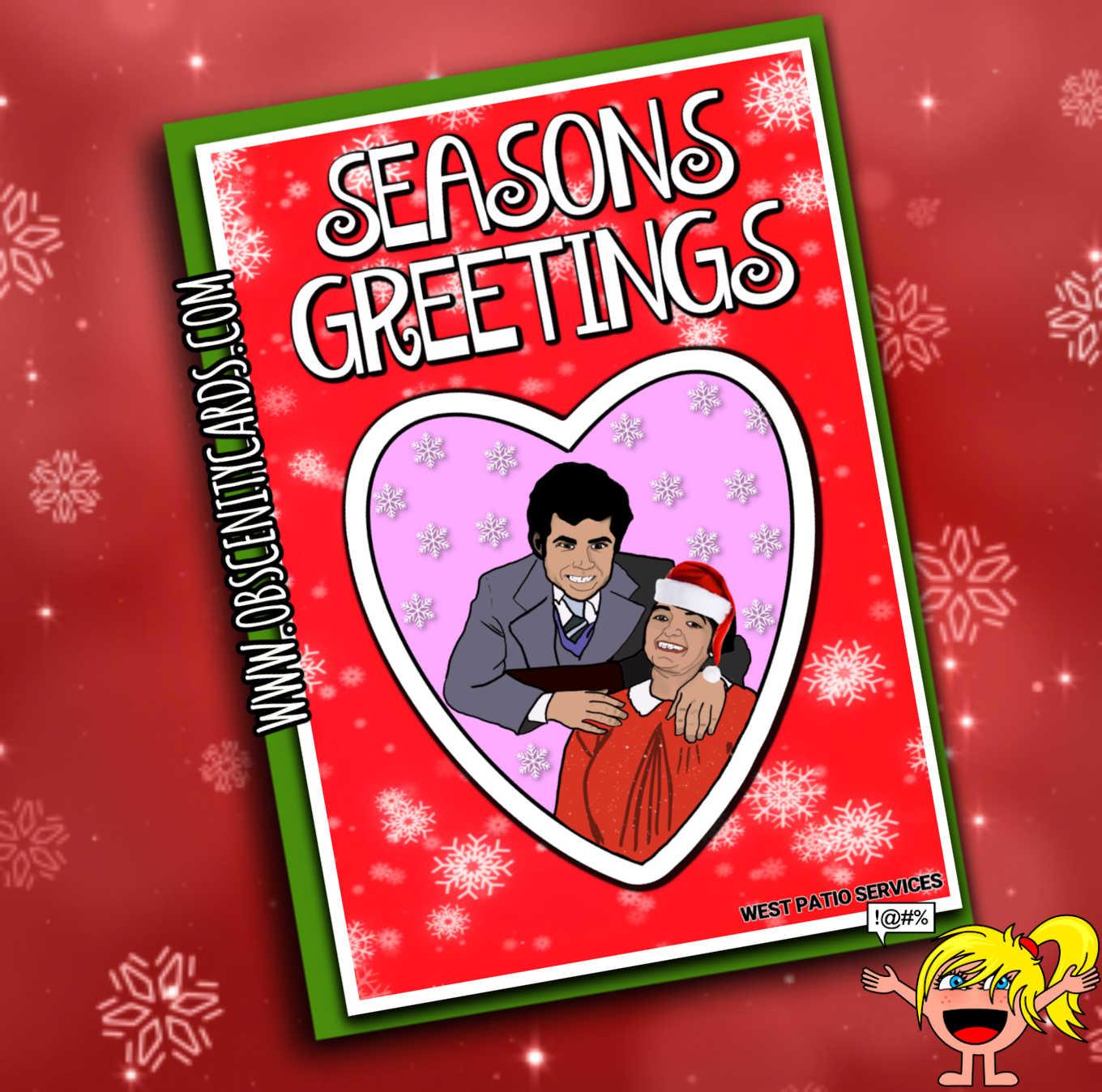 SEASONS GREETINGS FRED AND ROSE WEST CHRISTMAS CARD