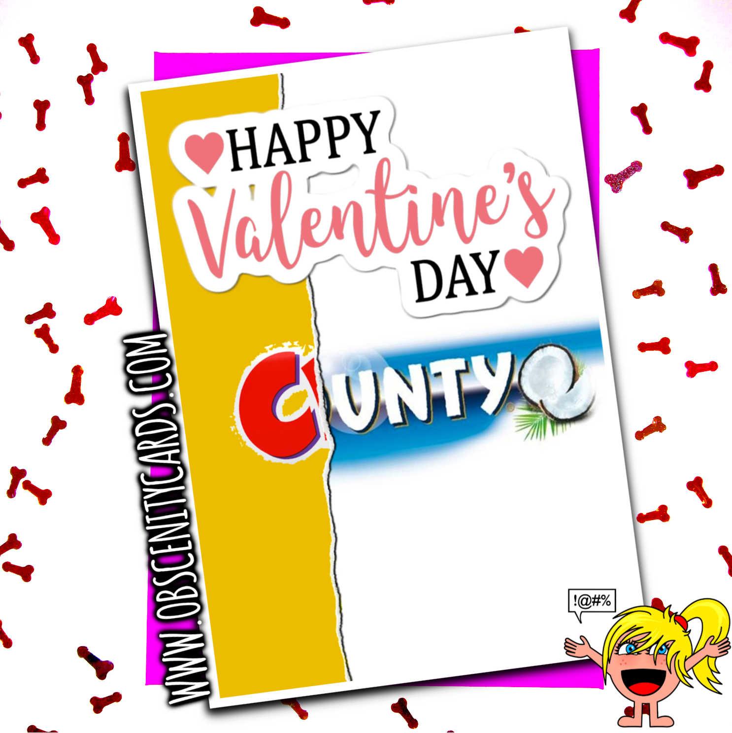 HAPPY VALENTINE'S DAY CUNTY CHOCOLATE WRAPPER FUNNY VALENTINES CARD