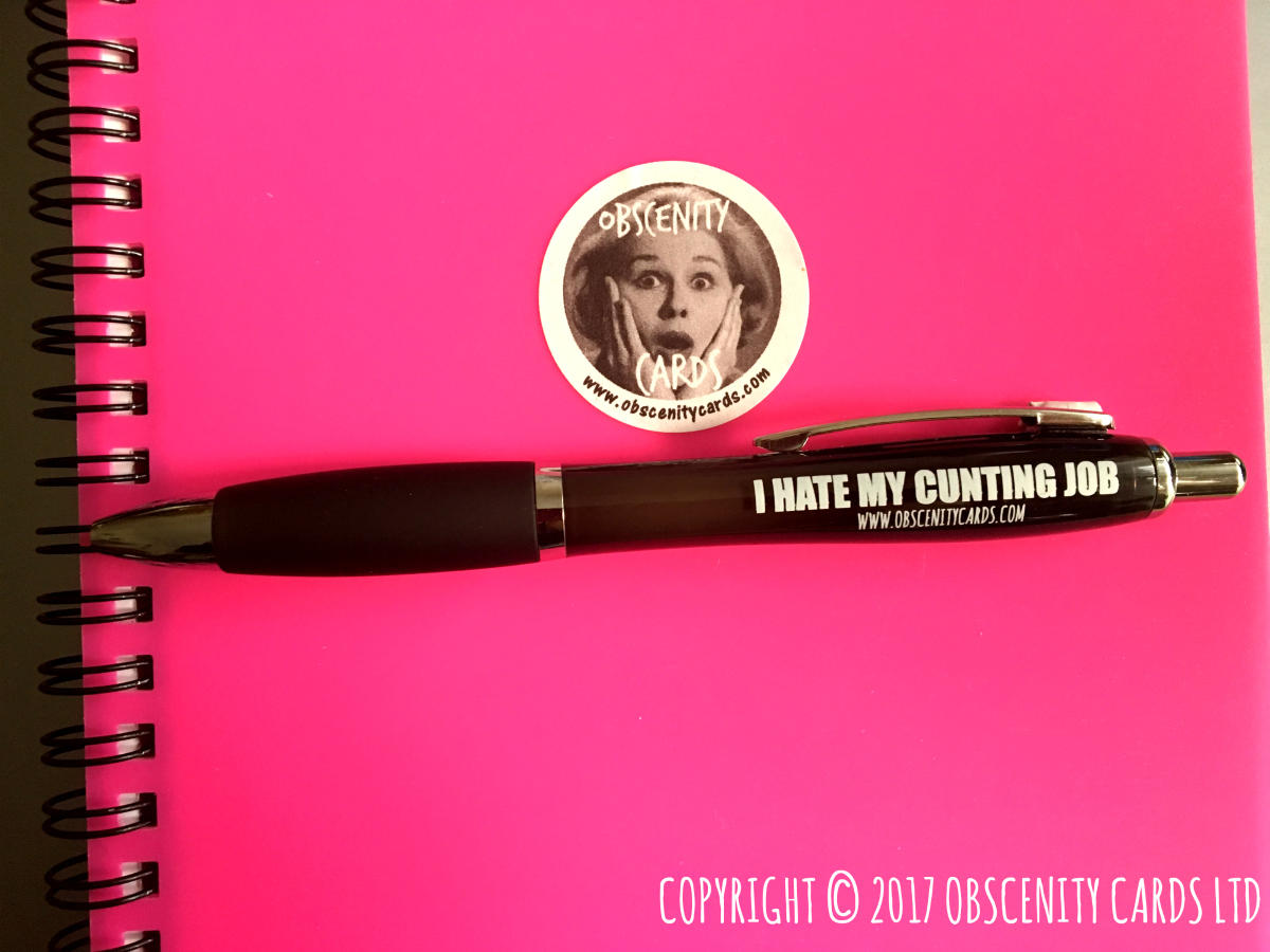 Funny Obscene Profanity Pens, i hate my cunting job pen by Obscenity Cards