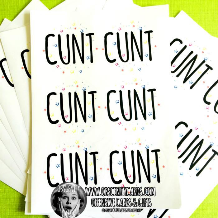 Obscene funny stickers and offensive birthday cards by Obscenity cards. Obscene Funny Cards, Pens, Party Hats, Key rings, Magnets, Lighters & Loads More!