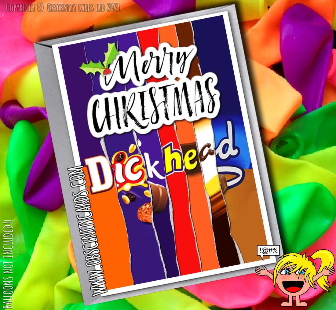 MERRY CHRISTMAS DICK HEAD CHOCOLATE WRAPPER FUNNY CARD