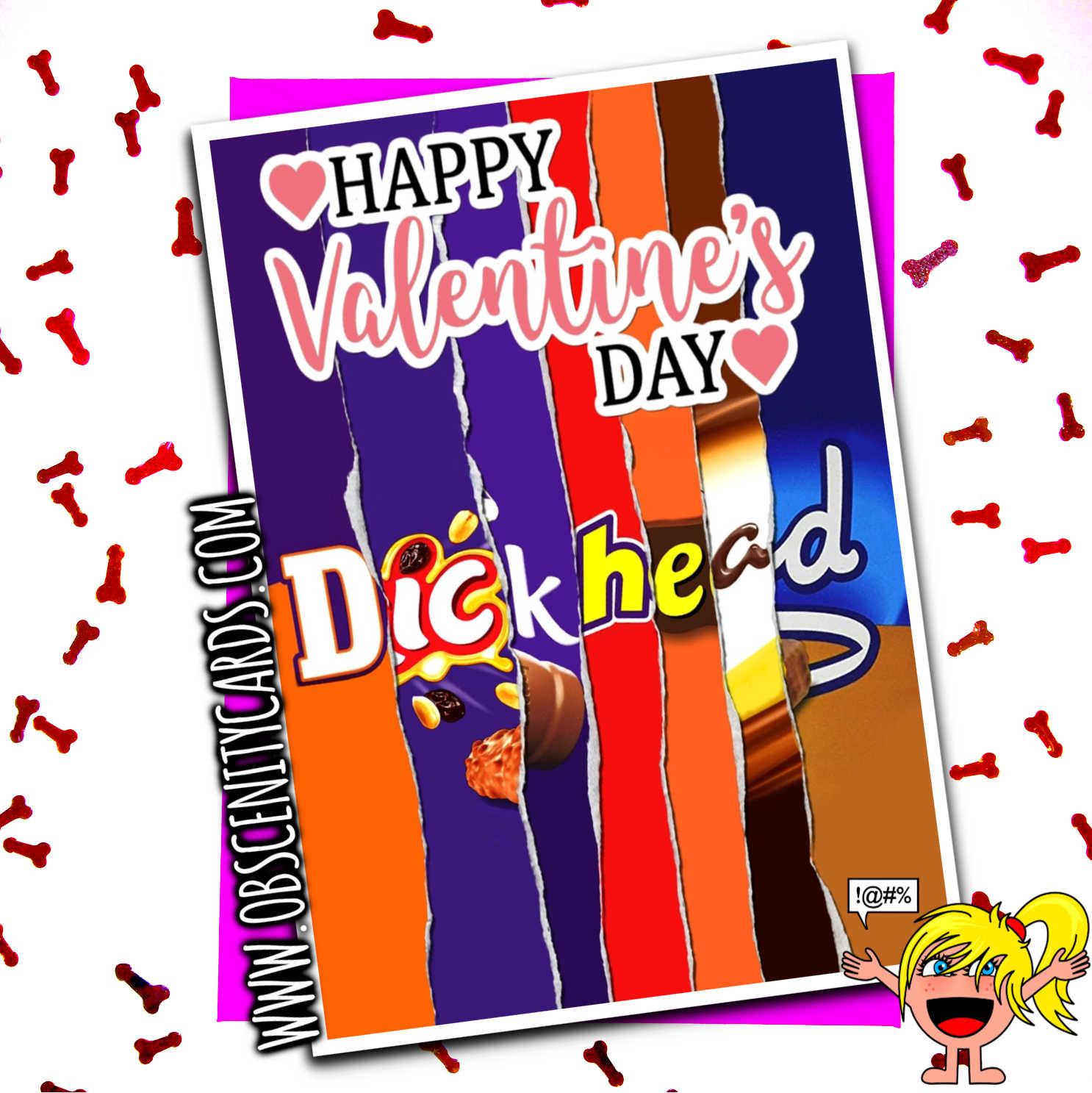 HAPPY VALENTINE'S DAY DICK HEAD CHOCOLATE WRAPPER FUNNY VALENTINES CARD