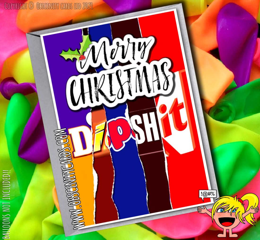 MERRY CHRISTMAS DIP SHIT CHOCOLATE WRAPPER FUNNY CARD