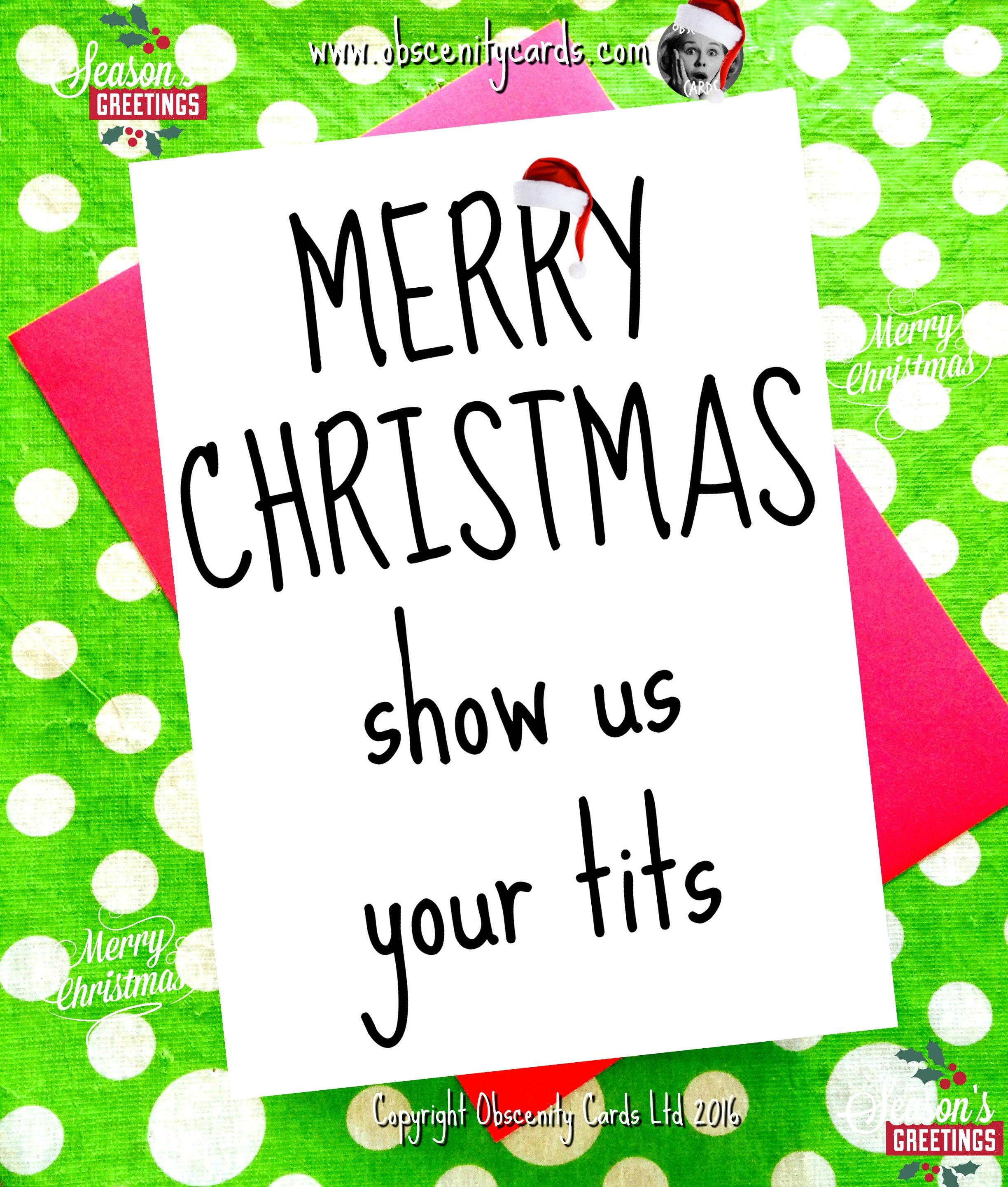 Funny Christmas Card - MERRY CHRISTMAS, SHOW US YOUR TITS