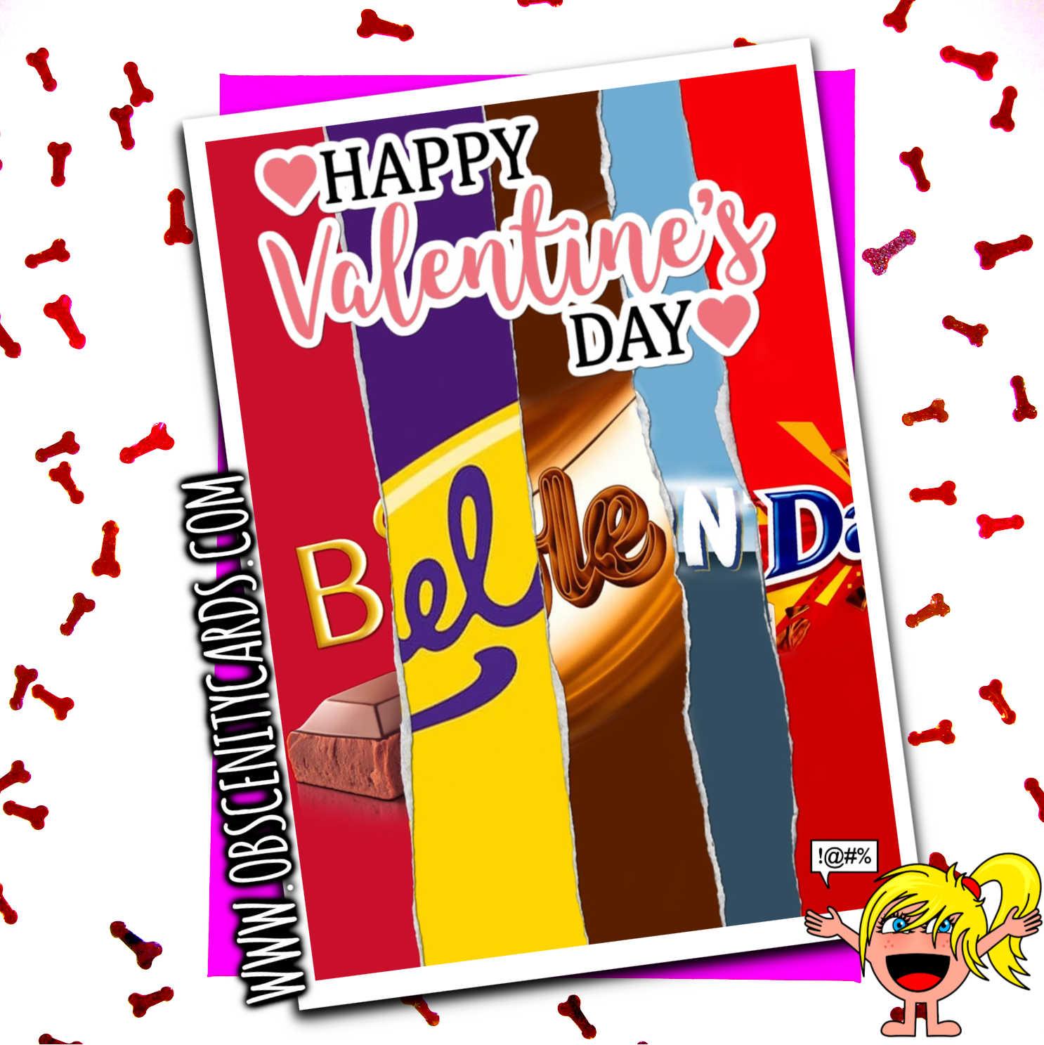 HAPPY VALENTINE'S DAY BELLEND CHOCOLATE WRAPPER FUNNY VALENTINES ANNIVERSARY CARD