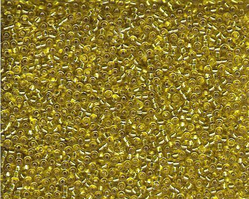 Miyuki Seed Beads 11/0 in Mustard Yellow Trans. Silver Lined