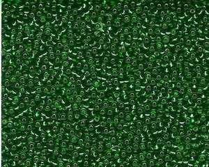 Miyuki Seed Beads 11/0 in Kelly Green Trans. Silver Lined