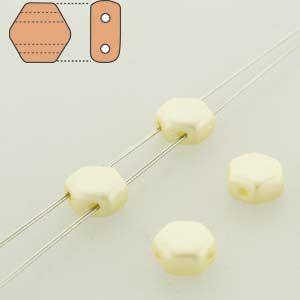 6mm Two Hole HoneyComb Beads in Pastel Cream