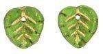 10mm Czech Glass Heart Leaves in Olivine with Gold Inlay