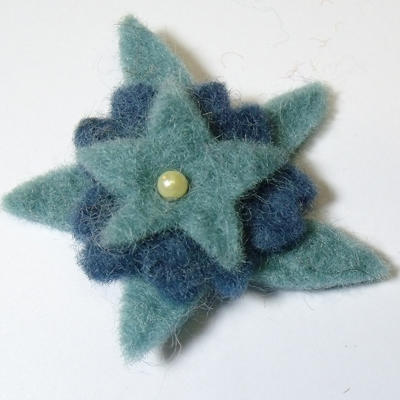 50mm Triple Layer Felt Flower in Teal and Blue