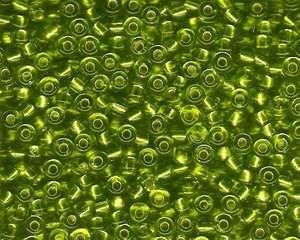Miyuki Seed Beads 6/0 in Lime Green Trans. Silver Lined